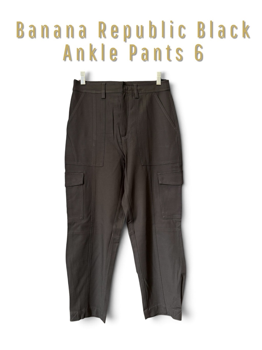 Banana Republic Slim Refined Stretch Cargo Pants Black Style 746693 Size 6